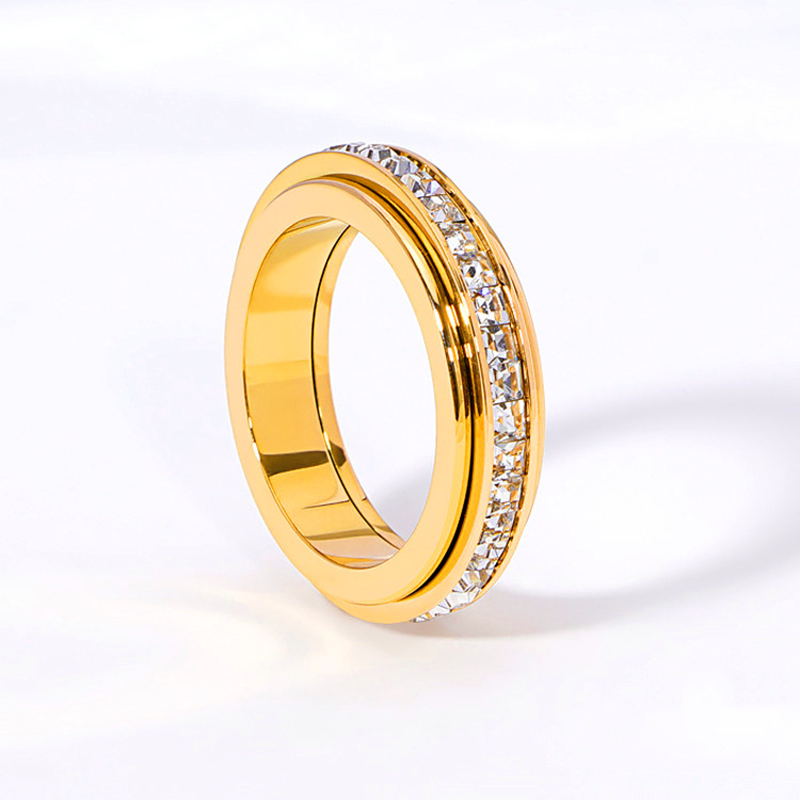 【📍Exkluzivní kolekce📍】Otočný prsten z titanové oceli se zirkonem💍