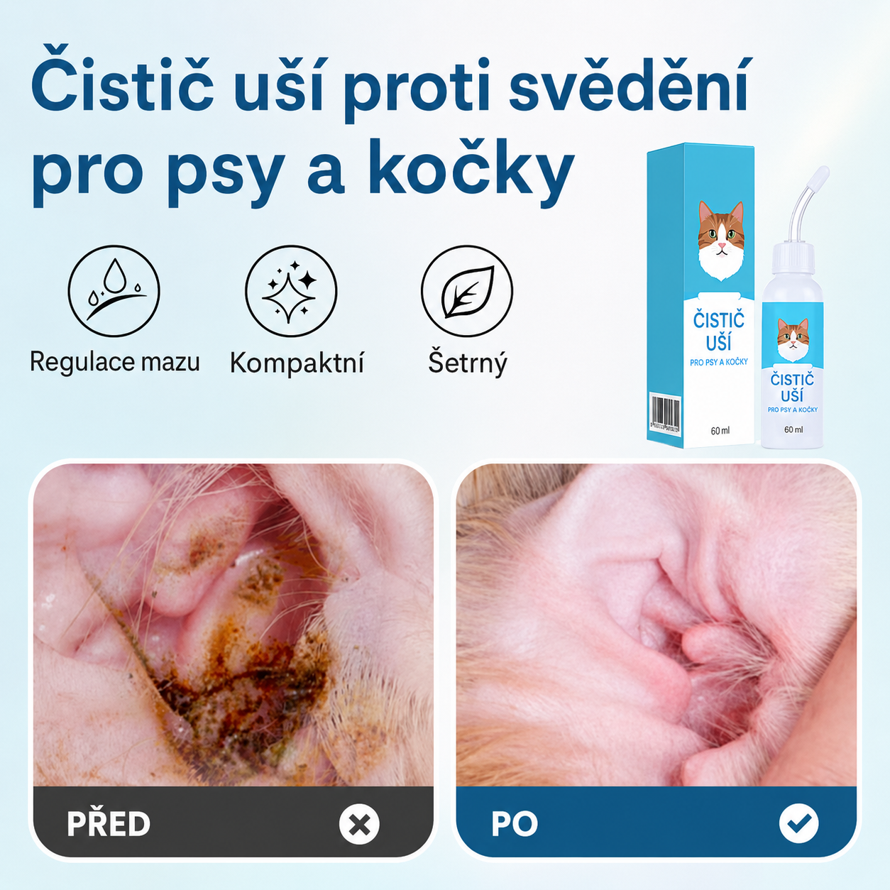 Dnes SLEVA 50 % | CureVivo® Čistič uší pro psy a kočky 👩‍🔬 Jemná přírodní péče o uši s rostlinnými extrakty 🌿01