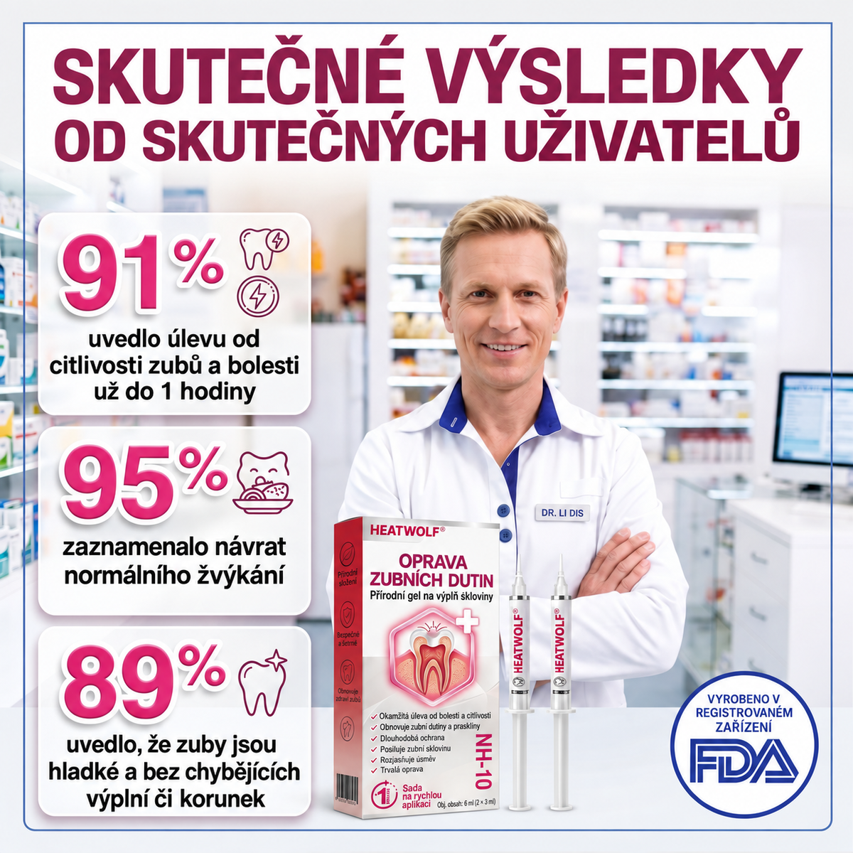 HEATWOLF® DenPerm Gel na opravu dutin, přírodní výplň skloviny🎈