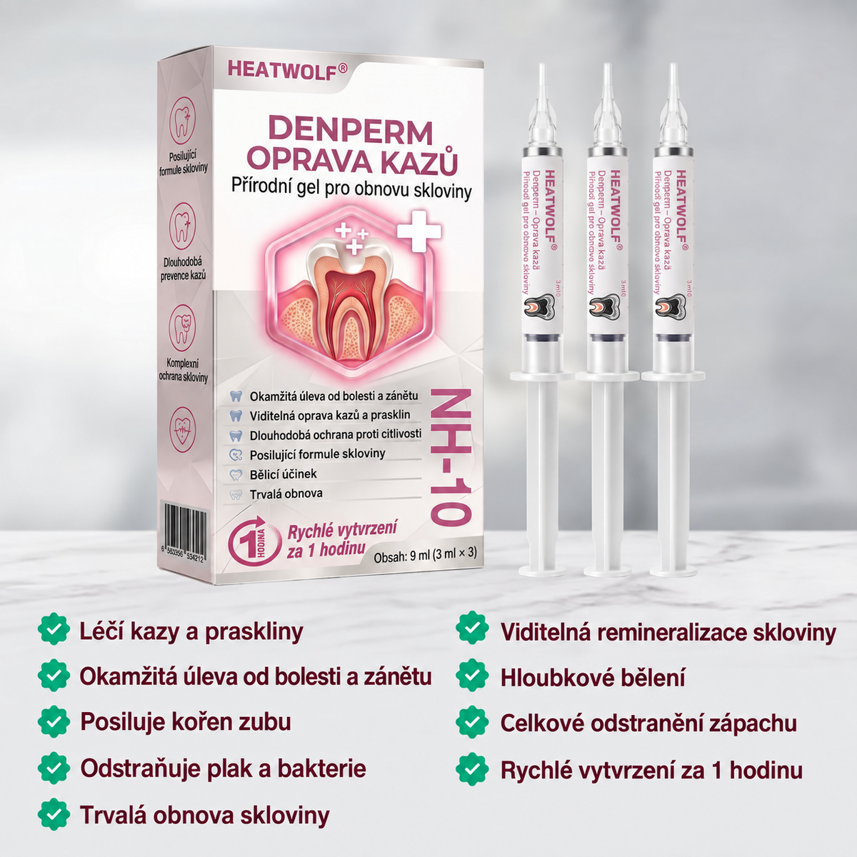 HEATWOLF® DenPerm Gel na opravu dutin, přírodní výplň skloviny🎈
