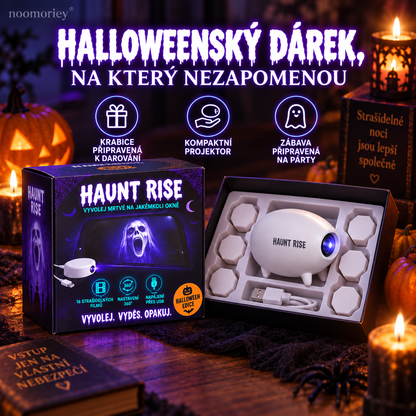 🎃 Halloweenský okenní projektor 👻 16 strašidelných filmů, USB napájení, sváteční dekorace