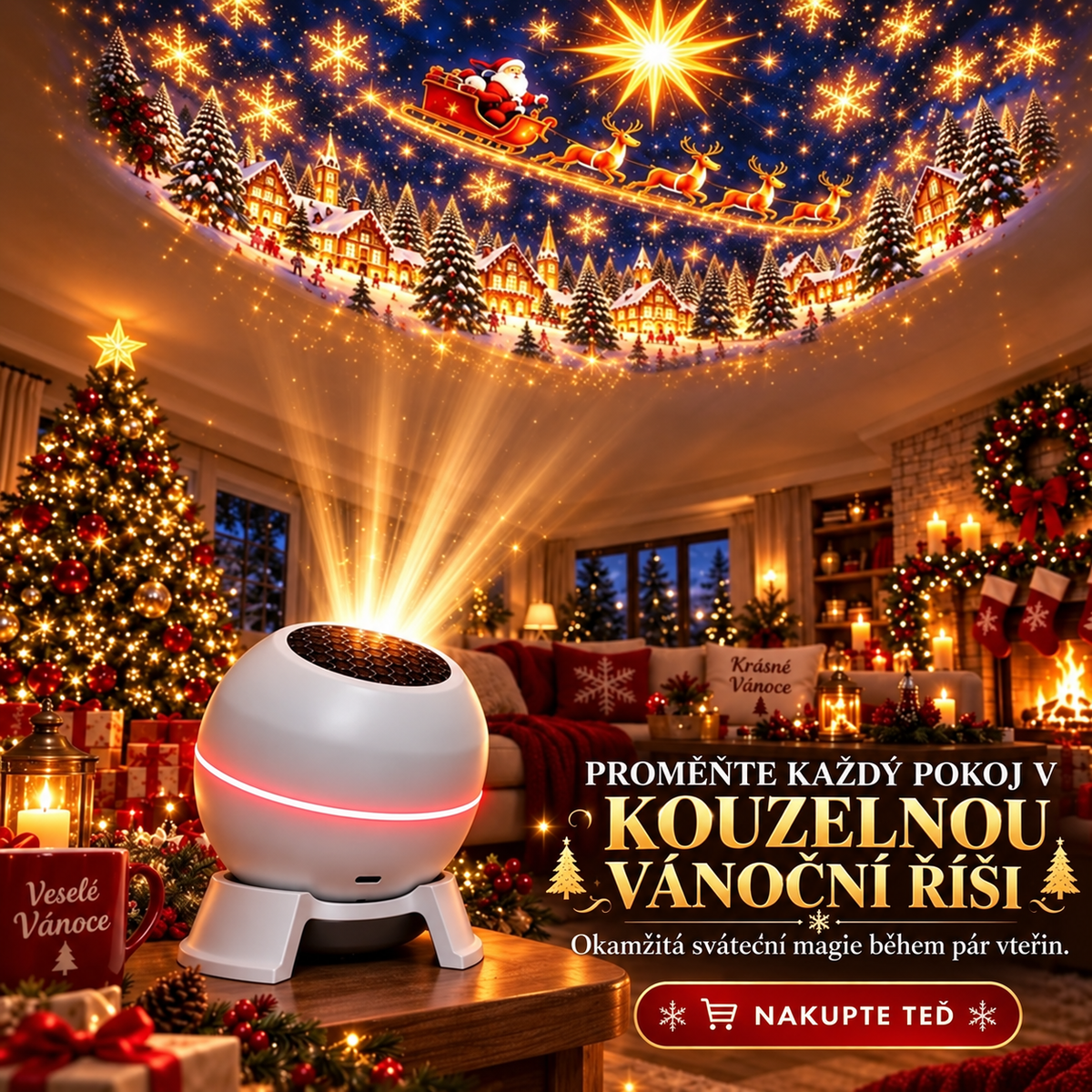Hlastní den ušetříte 49 % – 🎄🎅 Vánoční kouzelné projekční světlo – oživte vánoční scény🎆