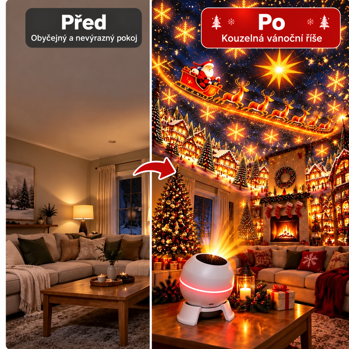 Hlastní den ušetříte 49 % – 🎄🎅 Vánoční kouzelné projekční světlo – oživte vánoční scény🎆