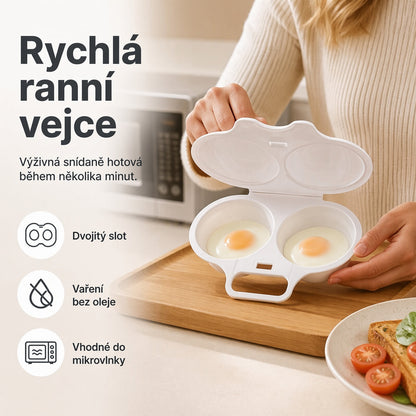 🍳 KUPTE 2 A ZÍSKEJTE 2 ZDARMA! ✨ Mikrovlnný vařič vajec se dvěma komorami – rychlá příprava bez oleje, potravinářský PP a univerzální kuchyňský pomocník 💫