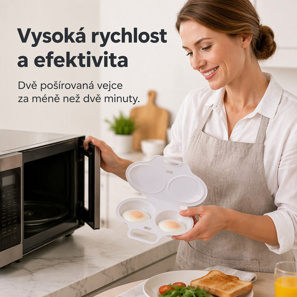 🍳 KUPTE 2 A ZÍSKEJTE 2 ZDARMA! ✨ Mikrovlnný vařič vajec se dvěma komorami – rychlá příprava bez oleje, potravinářský PP a univerzální kuchyňský pomocník 💫