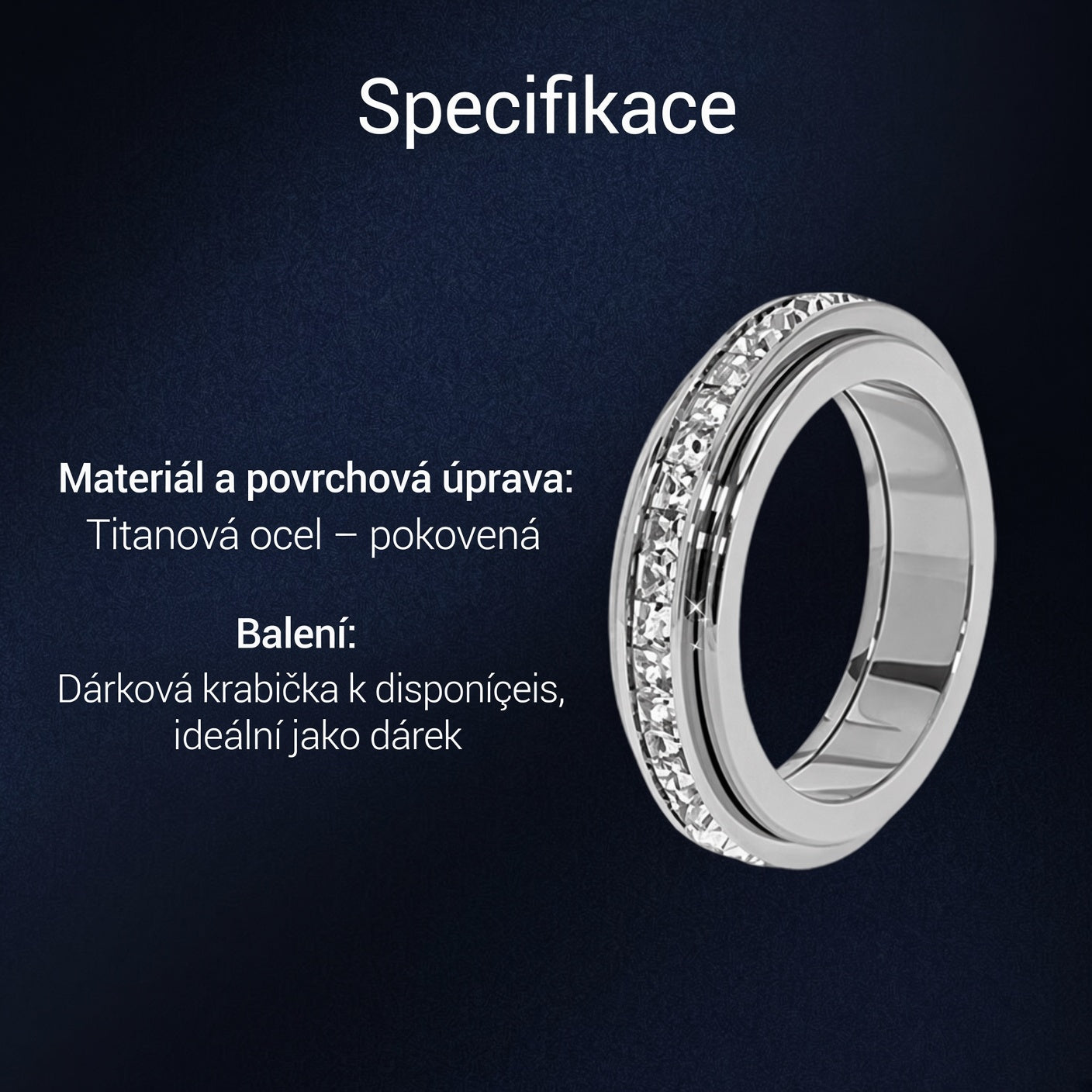 【📍Exkluzivní kolekce📍】Otočný prsten z titanové oceli se zirkonem💍