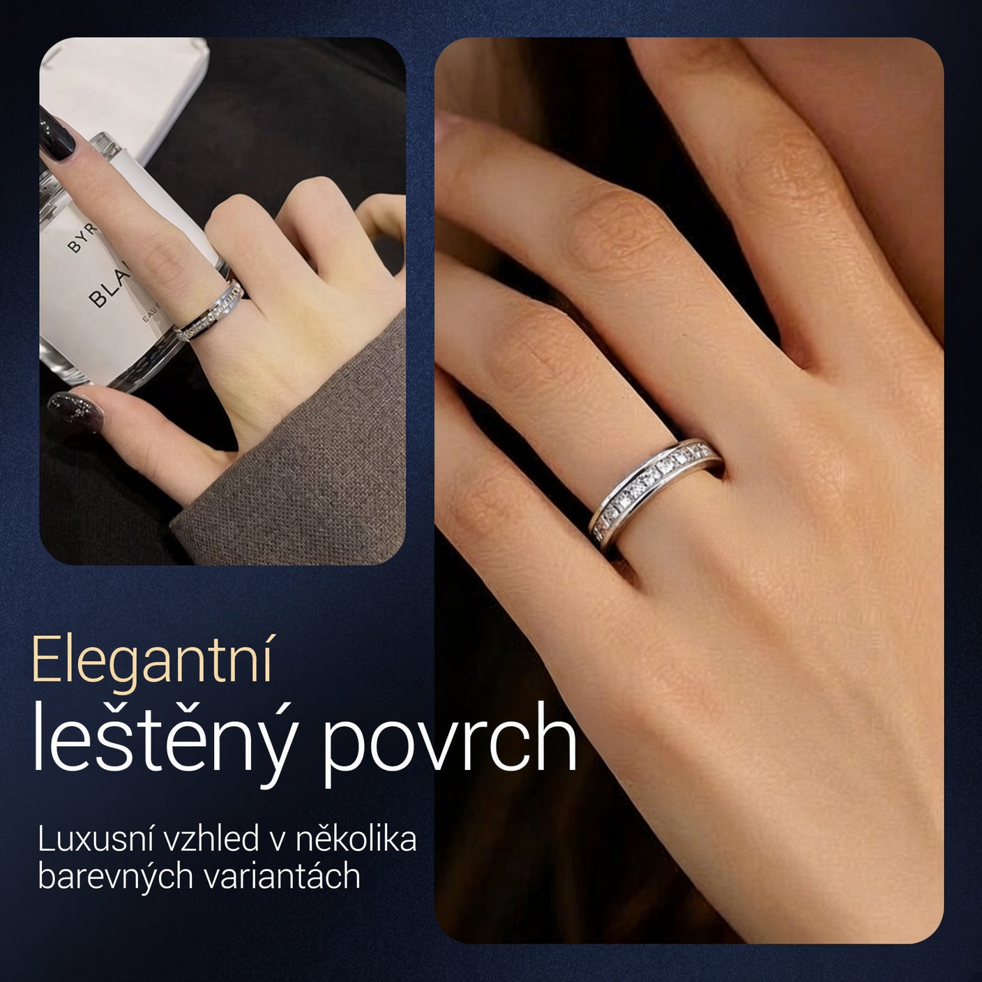 【📍Exkluzivní kolekce📍】Otočný prsten z titanové oceli se zirkonem💍
