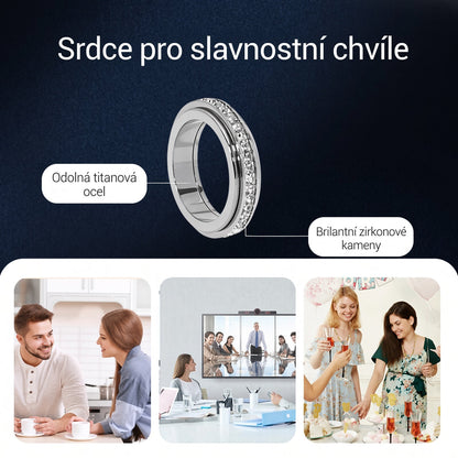 【📍Exkluzivní kolekce📍】Otočný prsten z titanové oceli se zirkonem💍