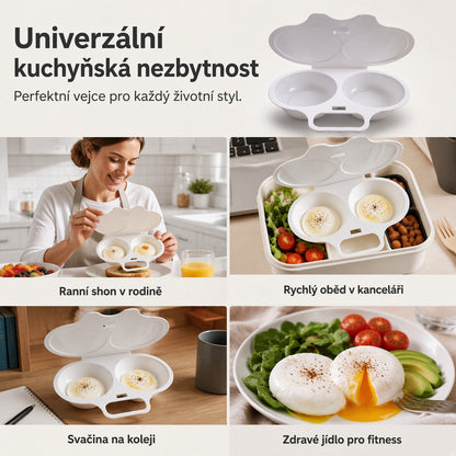 🍳 KUPTE 2 A ZÍSKEJTE 2 ZDARMA! ✨ Mikrovlnný vařič vajec se dvěma komorami – rychlá příprava bez oleje, potravinářský PP a univerzální kuchyňský pomocník 💫
