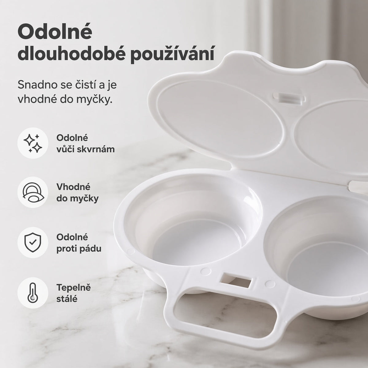 🍳 KUPTE 2 A ZÍSKEJTE 2 ZDARMA! ✨ Mikrovlnný vařič vajec se dvěma komorami – rychlá příprava bez oleje, potravinářský PP a univerzální kuchyňský pomocník 💫