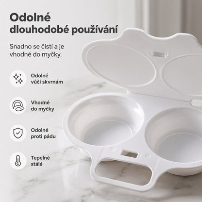 🍳 KUPTE 2 A ZÍSKEJTE 2 ZDARMA! ✨ Mikrovlnný vařič vajec se dvěma komorami – rychlá příprava bez oleje, potravinářský PP a univerzální kuchyňský pomocník 💫